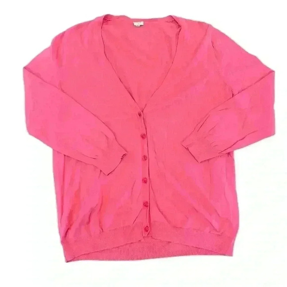 Classic J Crew Pink V-Neck Button Cardigan Sweater - Picture 1 of 8
